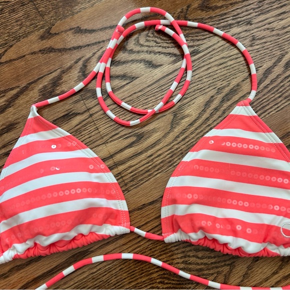 OP NWT striped coral and white stripes with sequin-like print - Picture 3 of 12